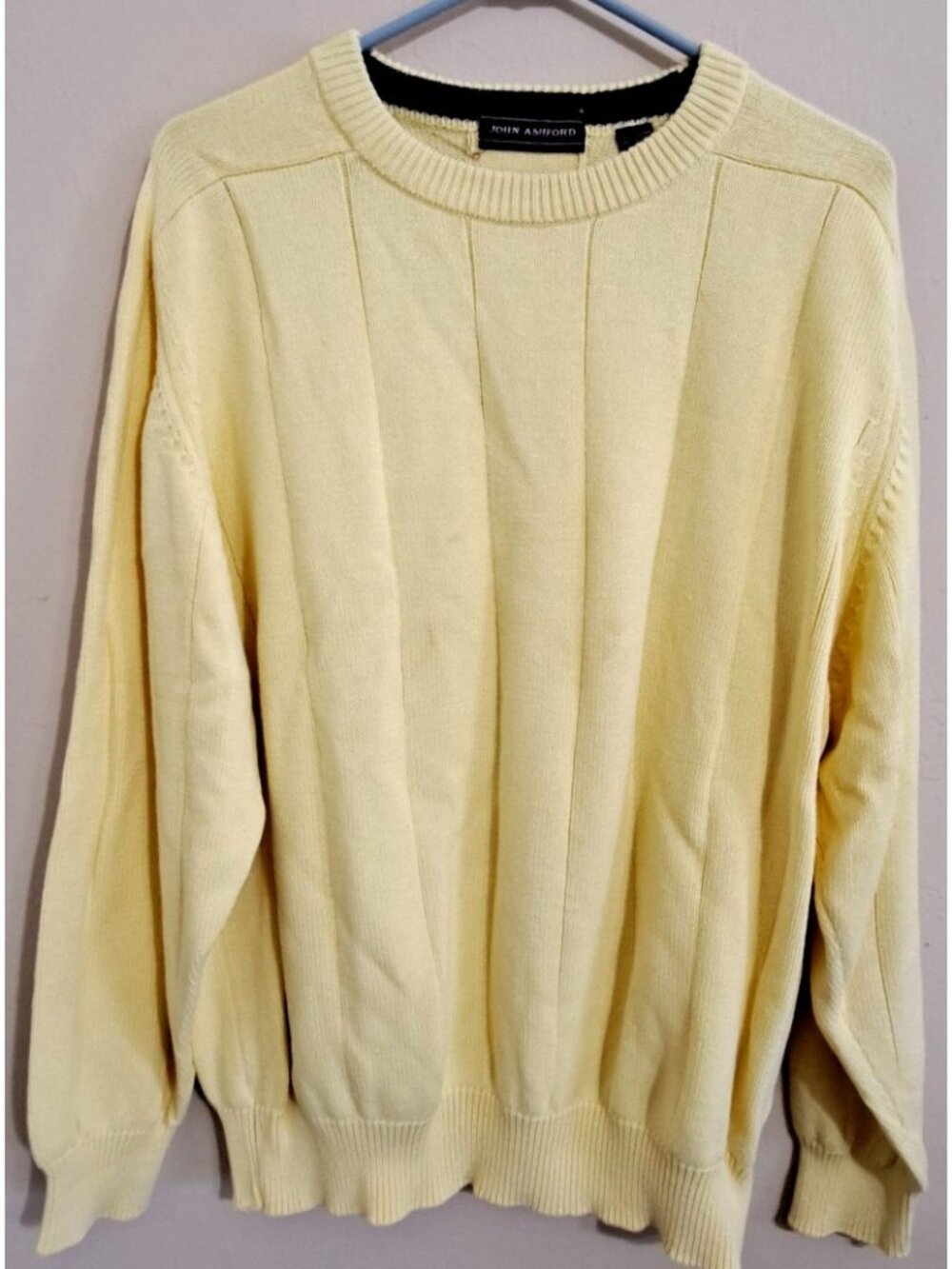 John Ashford Men's XXL Yellow Crew Neck Pullover Sweater Classic Nautical Golf